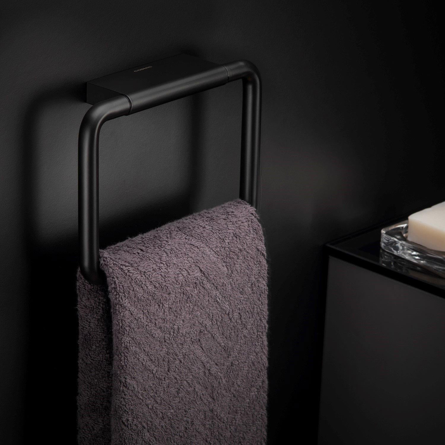 Towel Ring, Black Matt, Wall-mounted, 20 Cm. Collection Bwc