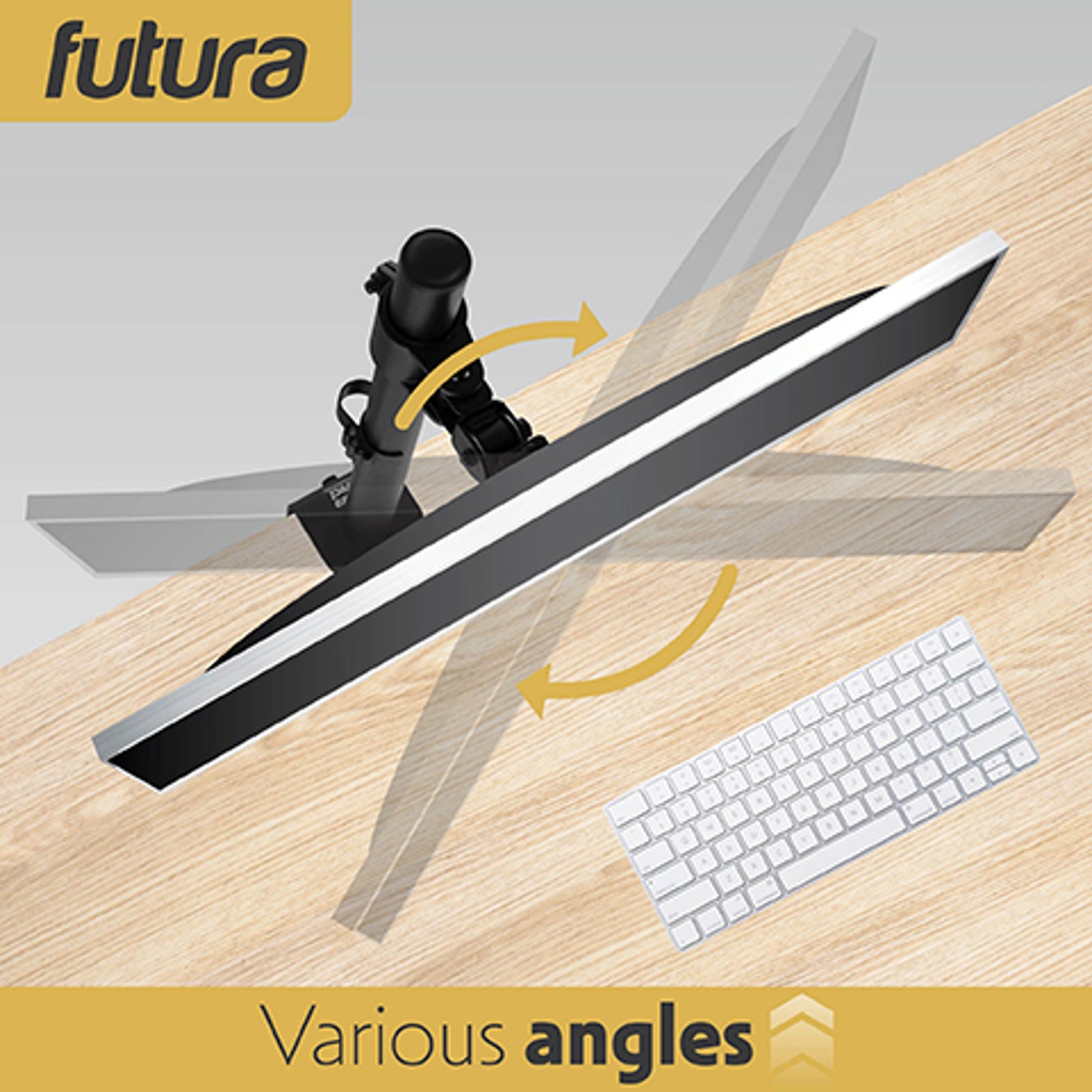 Futura Futura Single Monitor Stand 13 To 32 Inch Height Adjustable Clamp Mount Supports 8kg