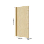 90cm W X 180cm H Solid Wood Panel Door With Natural Finish, Classic Vertical Plank Design With Door Latch