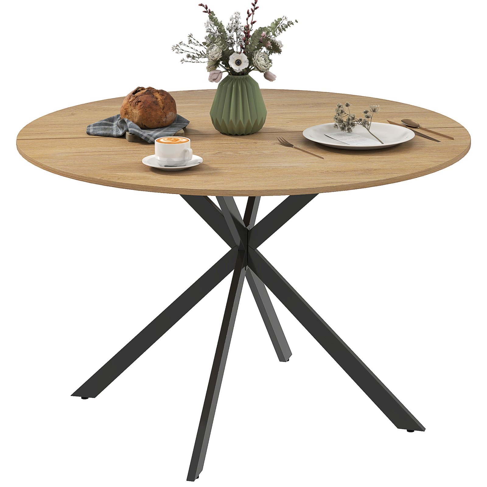 HOMCOM 120 Cm Dining Table For 4, Industrial Kitchen Table With Steel Legs
