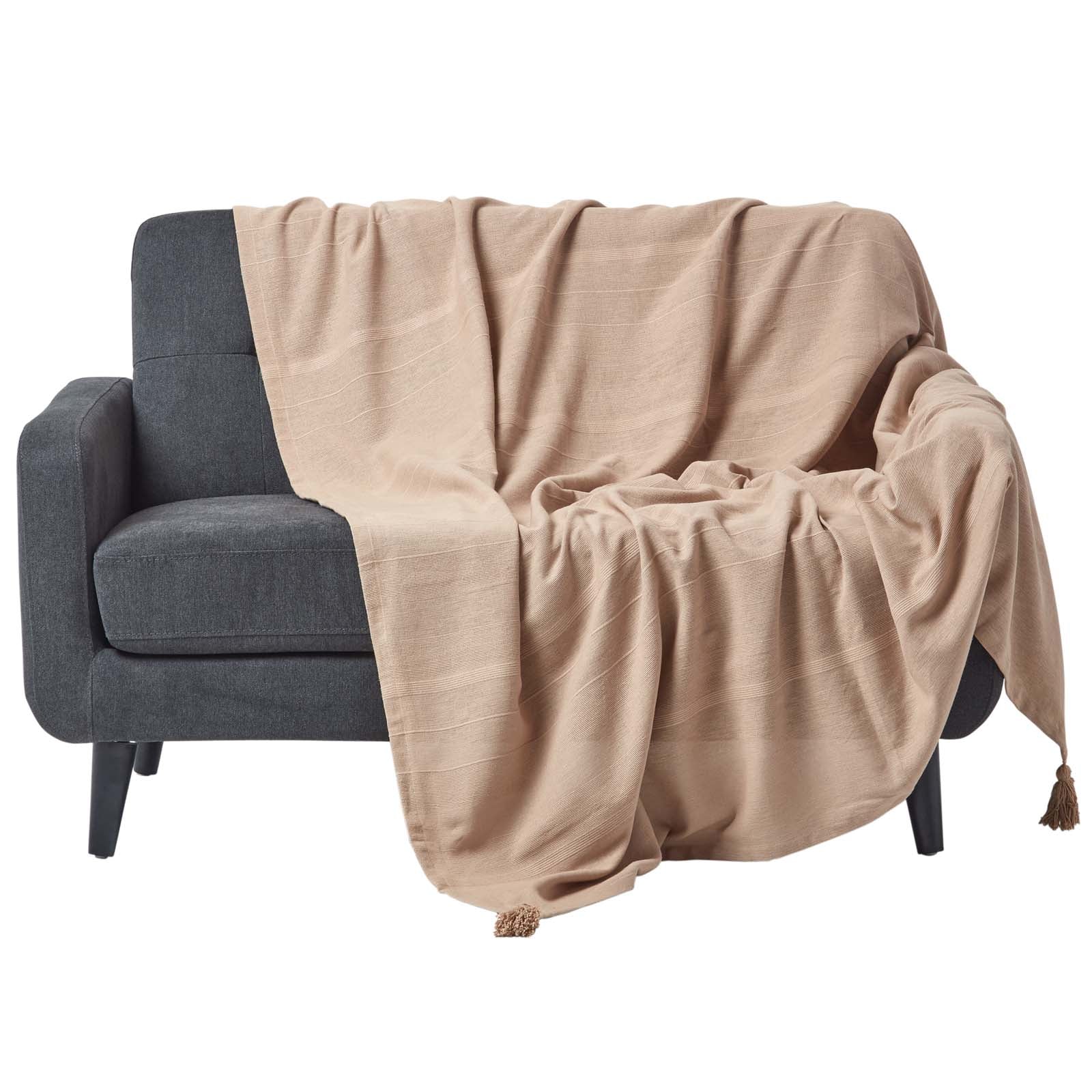 Cotton Rajput Ribbed Throw | 150cm x 200cm | Beige