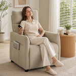 Recliner Armchair, Manual Recliner Chair, Massage & Heat | Beige
