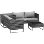 4pcs Patio Rattan Sofa Garden Furniture Set W/ Table | Gray