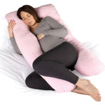 U Shaped Pregnancy Pillow, Maternity Cushion Machine Washable & Removable Velvet Cover | U Shape | Pink