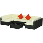 Rattan Garden Furniture Set Coffee Table Buckle Structure | Black