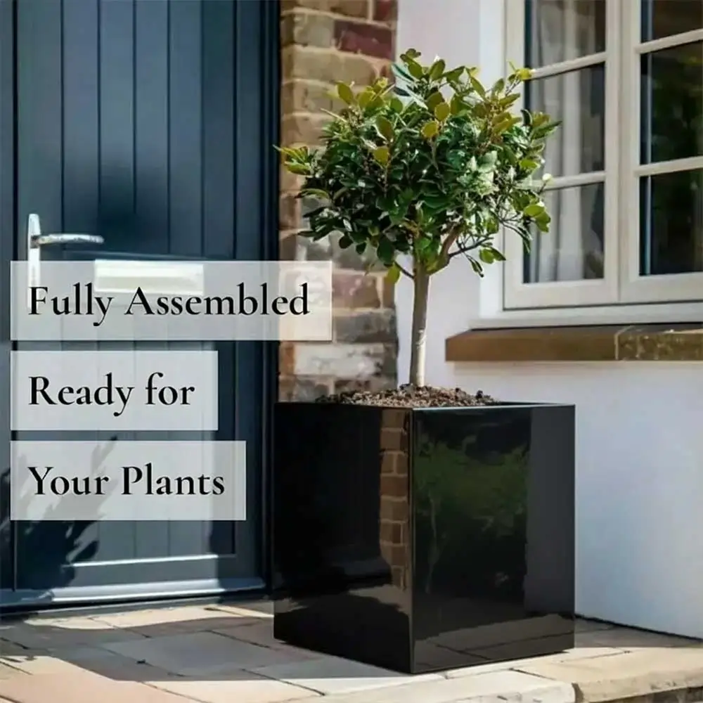 Zinc Galvanised Square Planter | 60cm x 60cm x 60cm | Black Gloss