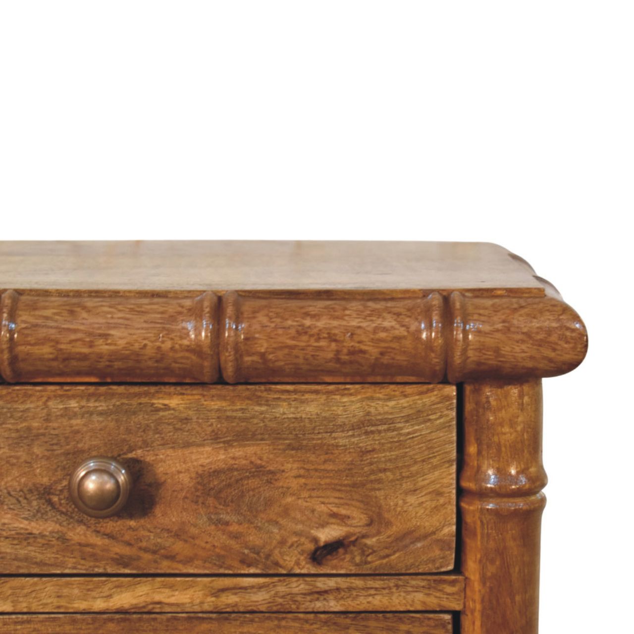 Bamboo Bedside In Amber Oak Finish, 2 Drawers, Brown