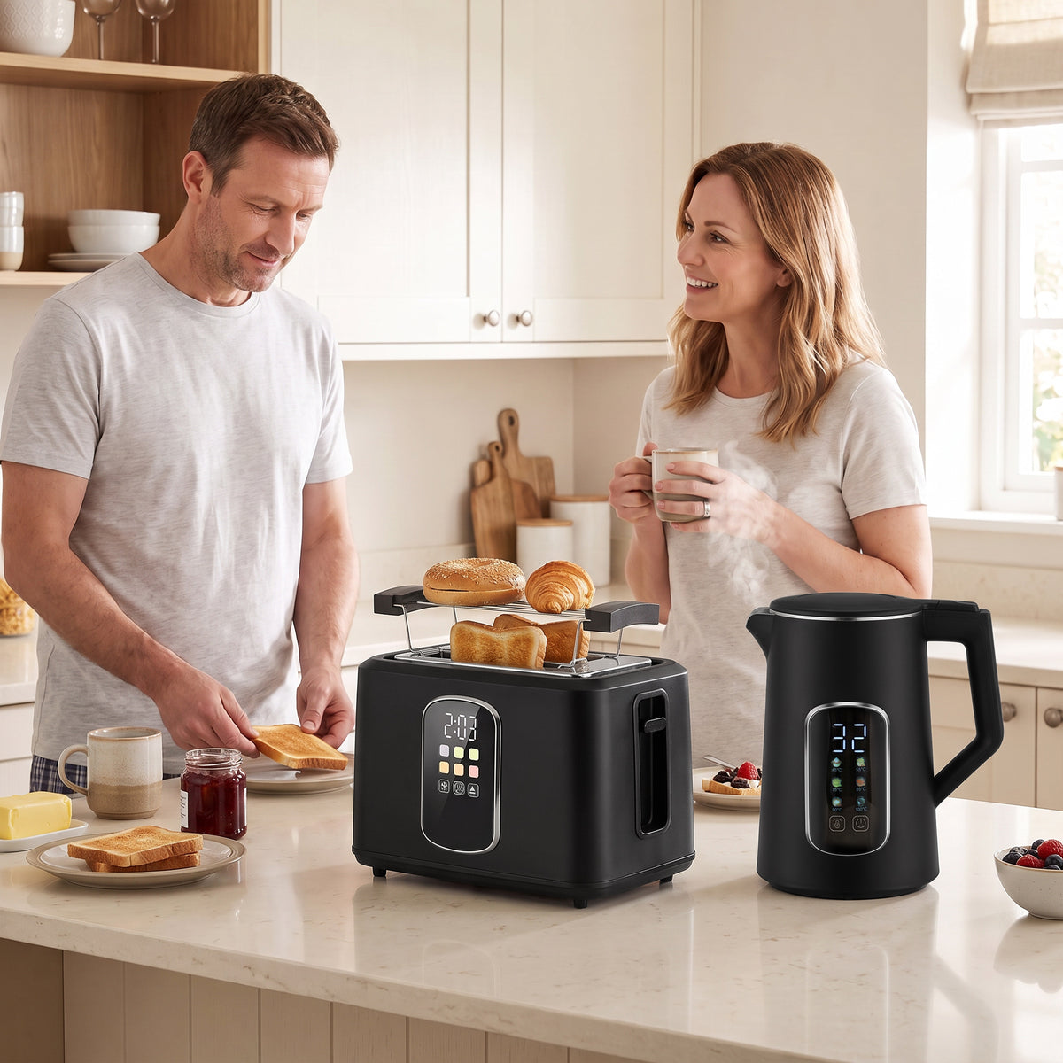 1.5l 3000w Kettle And Toaster Set With Strix Thermostat, Keep Warm