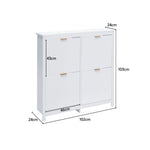 Breeins Flip Down Wood Shoe Cabinet In White