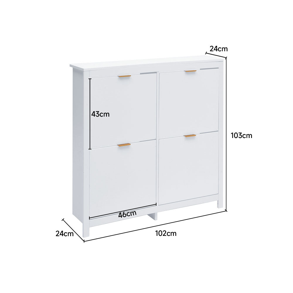 Breeins Flip Down Wood Shoe Cabinet In White