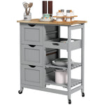 HOMCOM Rolling Kitchen Island Cart, Bar Serving Cart On Wheels Grey