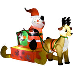 4ft Inflatable Santa Claus With Sled And Reindeer Xmas Led