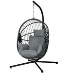 Egg Chair With Metal Stand,foldable Basket ,cup Holder,rope