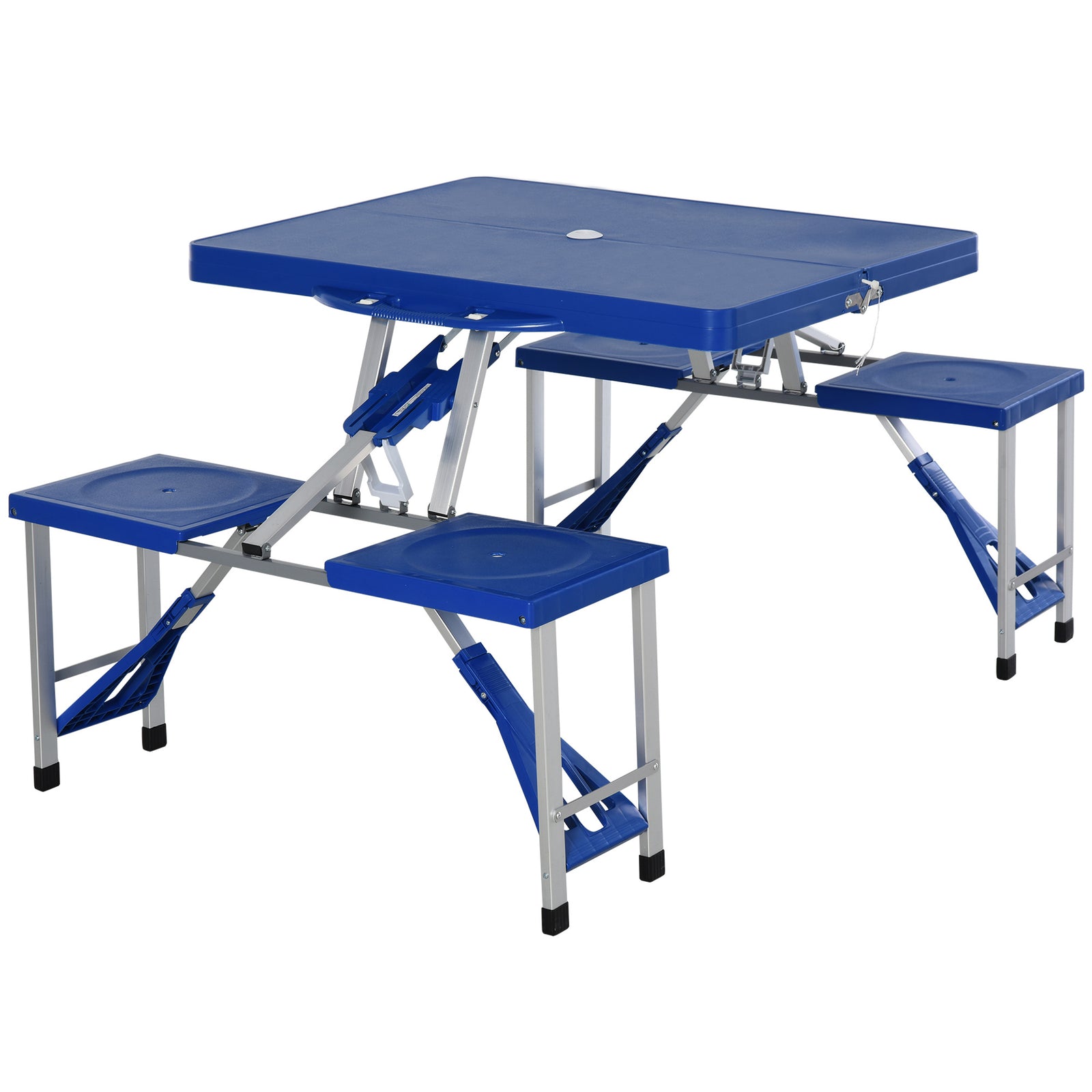 Picnic Table Chair Set 4 Seat Aluminium Pp W/ 2.7cm Hole | Blue