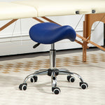 Pu Leather Saddle Stool W/ Moulded Padded Seat Adjustable | One Size | Blue