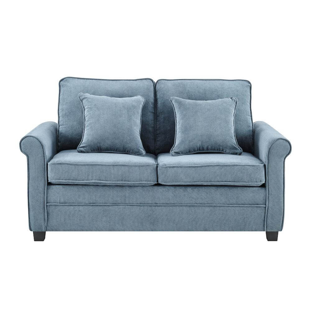Corduroy Fold Out Mattress Sofa Bed - 2 Seater | Blue