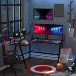 L-shape Gaming Corner Desk W/ Monitor Shelf