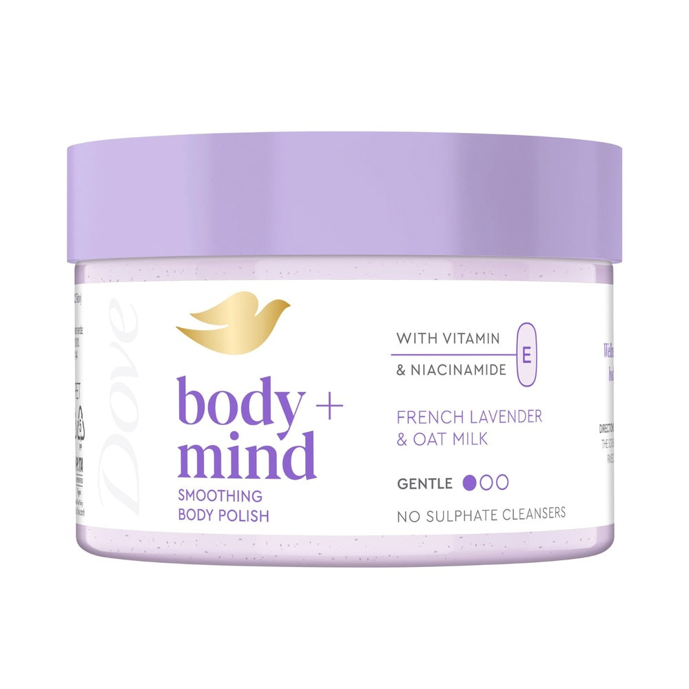 Body + Mind Smoothing Body Scrub, French Lavender & Oat Milk, 295ml | Set-of-6