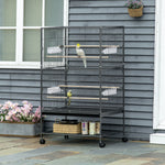 Large Bird Cage Budgie Cage For Finch Canaries Parrot With Stand | Gray