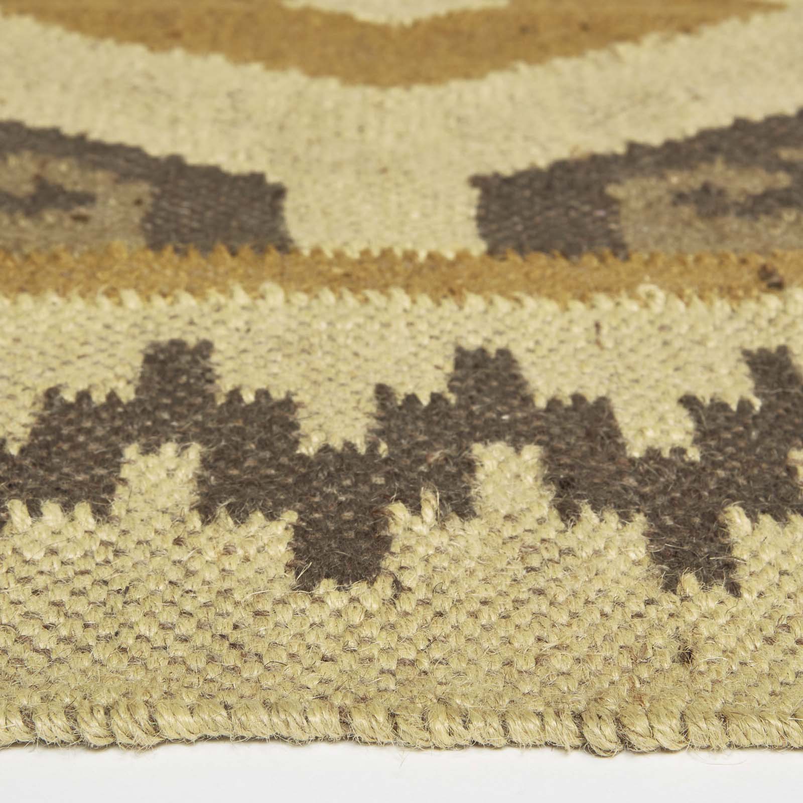 Ravar Brown & Gold Kilim Wool Rug | 150cm x 95cm | Brown
