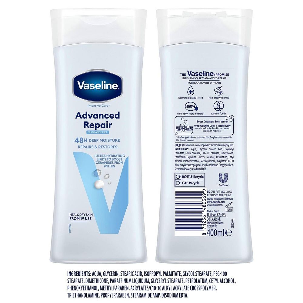 Vaseline Advanced Repair Fragrance Free Body Lotion 400ml
