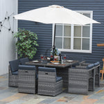 Patio 9 Pcs Rattan Dining Table Chair Set Cube