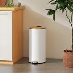 Kitchen Bin, 30 Litre Pedal Rubbish Bin With Removable Bucket | White