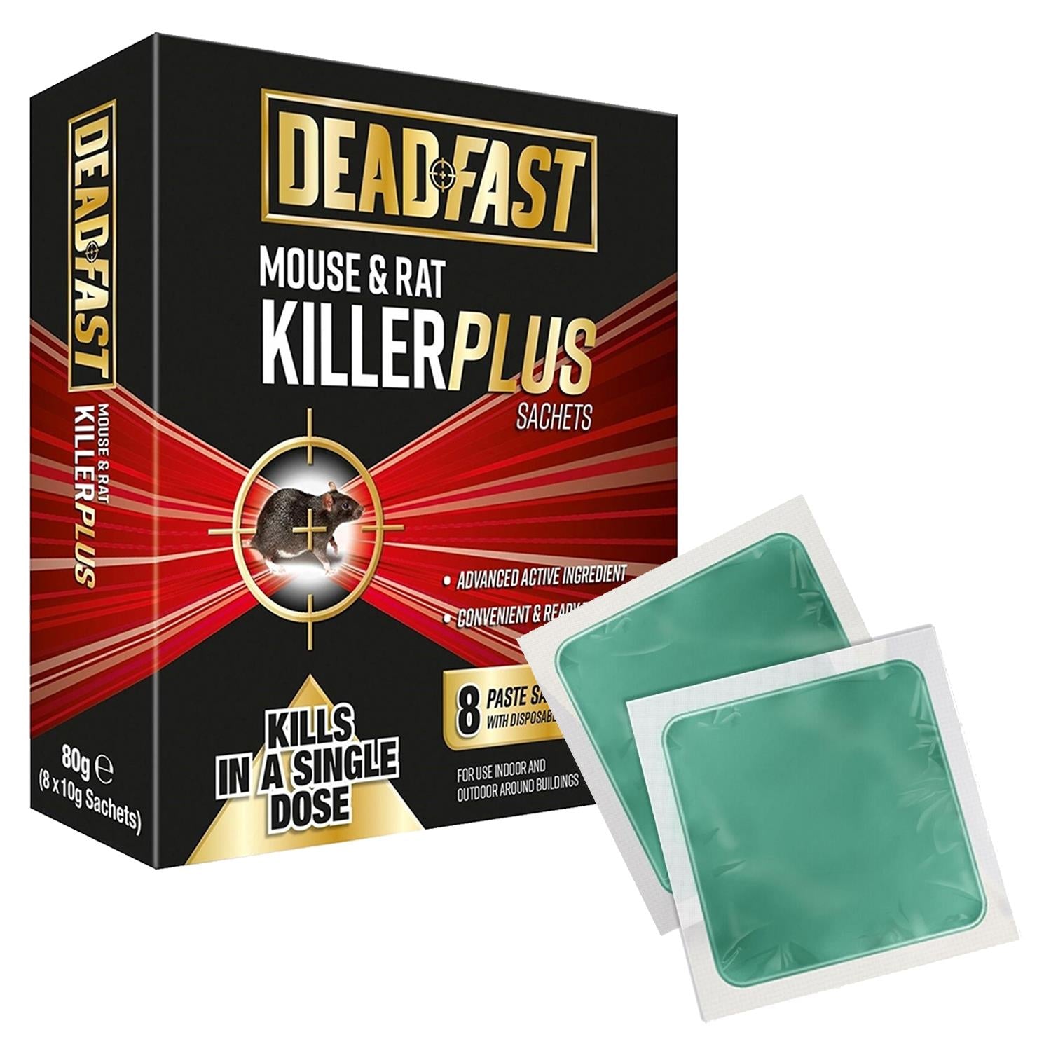 Mouse And Rat Killer Plus Rodent Control Poison 8 Sachets | 8 Sachets | Green