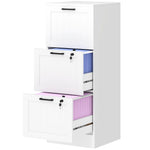 3 Drawer File Cabinet With Lock And Adjustable Hanging Bars | White