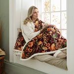 Mushrooms Wine Heated Sherpa Throw Blanket – 140x180cm With 10 Heat Settings | 140cm x 180cm | Wine