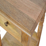 Turned Leg Telephone Table, 1 Drawer, 2 Open Shelf, Brown