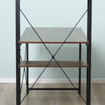 Computer Desk Laptop Table W/4-tier Bookshelf Metal Frame | Pale Brown