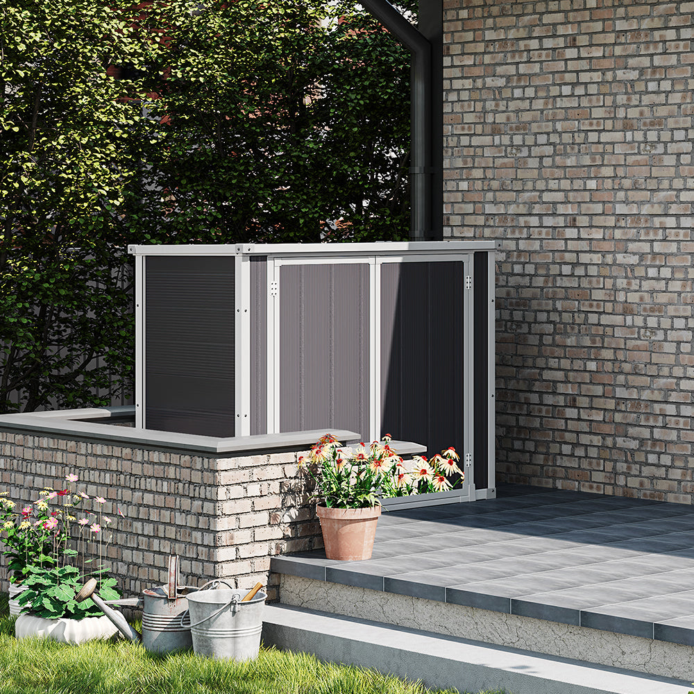 Lockable Plastic Storage Box With Door & Top Lid  Outdoor Plastic Tool Shed