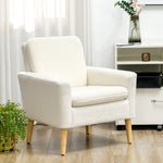 Accent Chair With Wood Legs Wide Seat Teddy Armchair