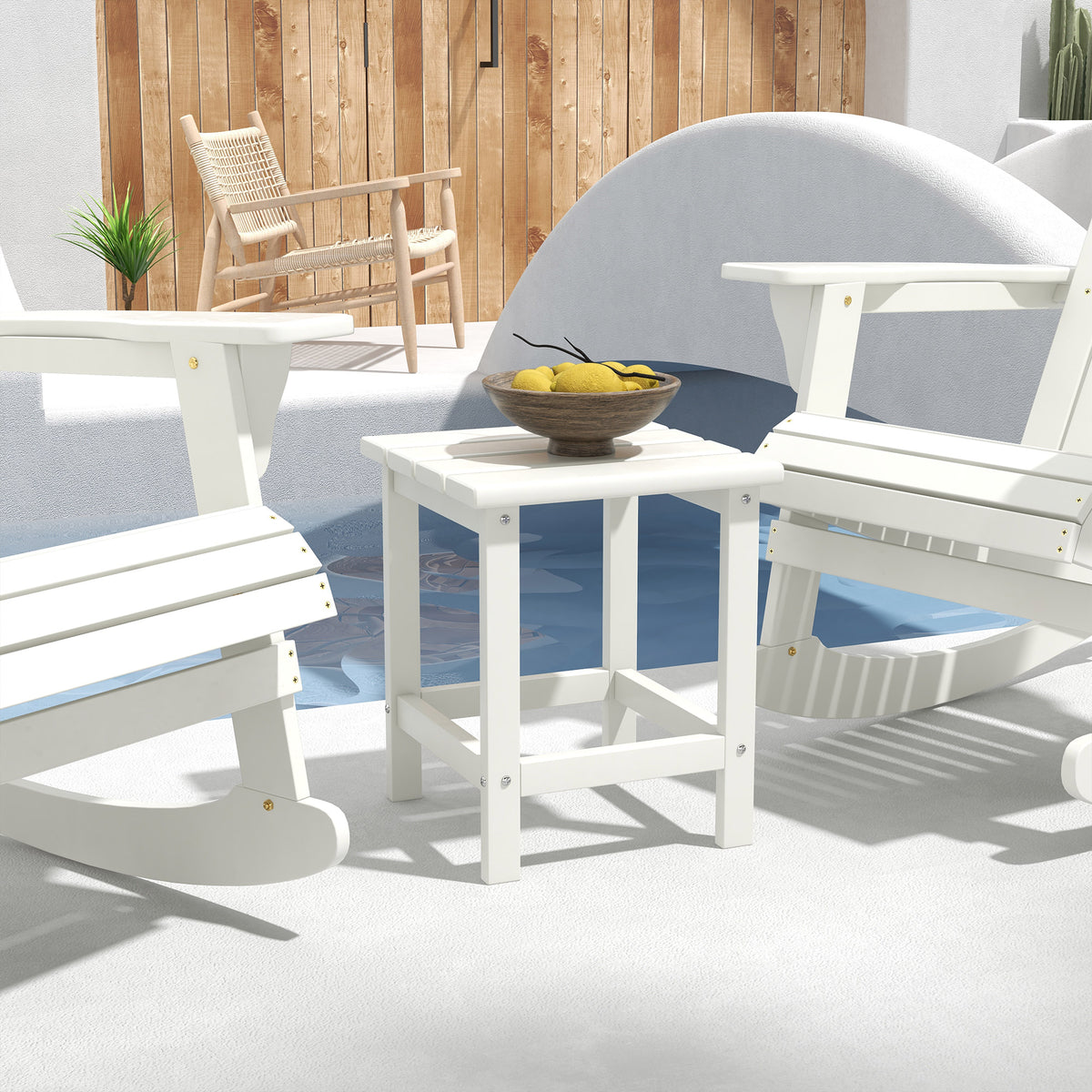 Outsunny Square Coffee Table, Hdpe Side Table For Porch, Garden, White