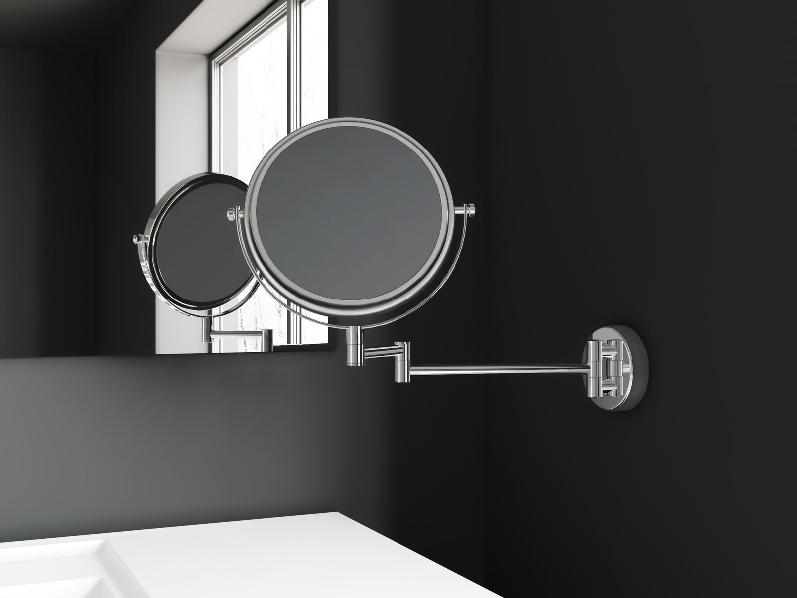 Wall Magnifying Mirror With Screws And Durable Metal For Bathroom