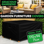 Rectangular Outdoor Patio Waterproof Garden Furniture Cover, Weatherproof Rattan Sofa Protector | 170 x 94 x 71cm | Black