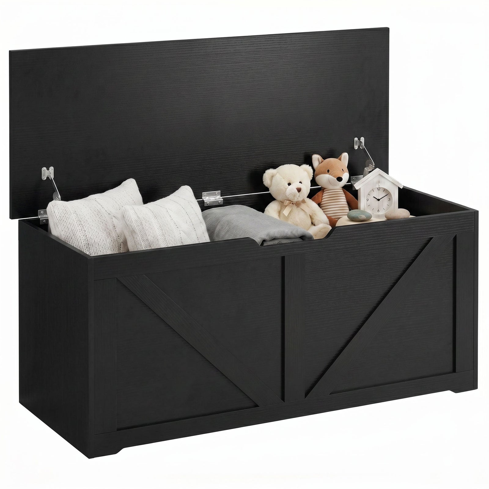 Storage Trunk For Living Room, With Safety Hinges, 100cm | Black