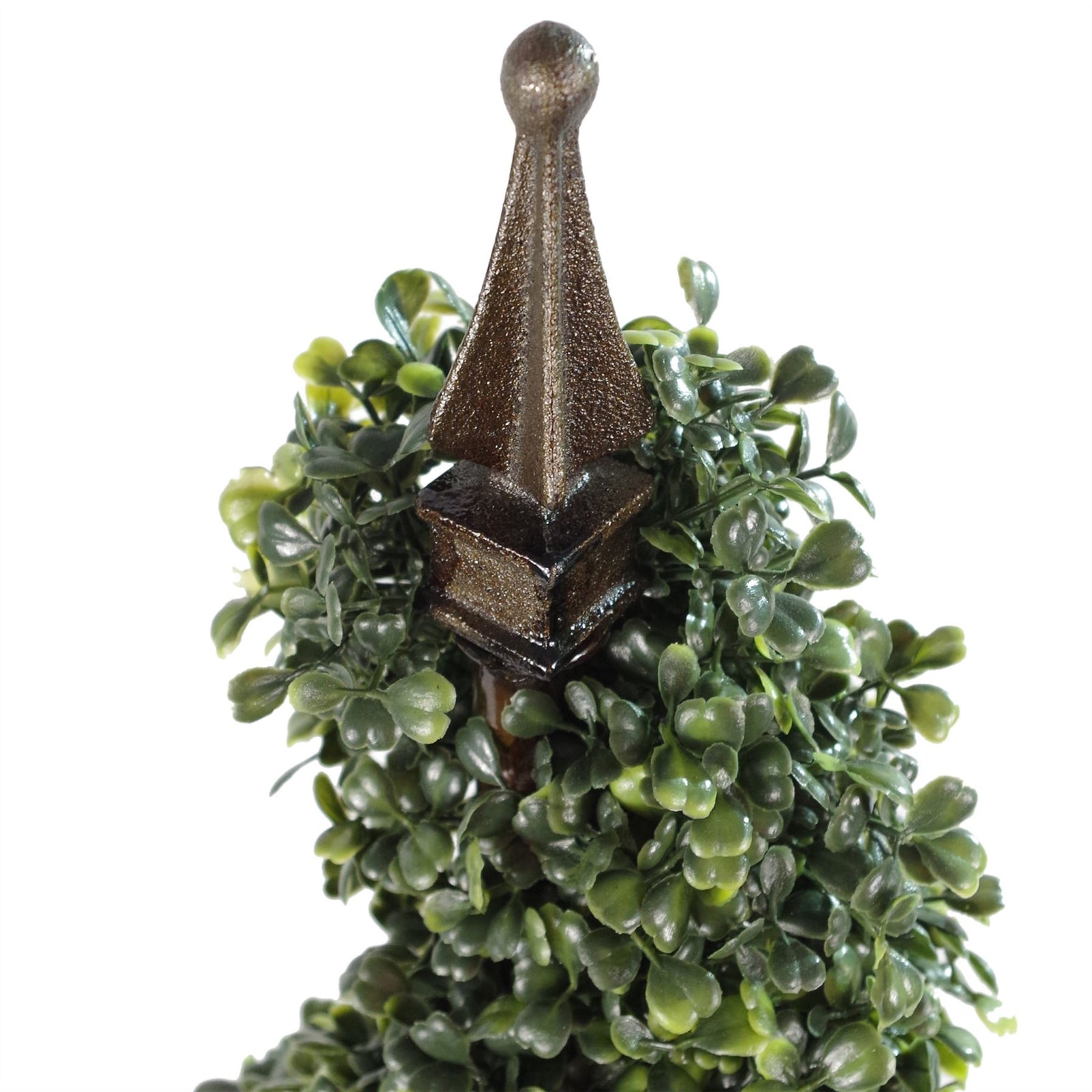 90cm Tall Artificial Boxwood Tower Tree Topiary Spiral Metal Top