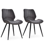 Set Of 2 Vintage Pu Leather Dining Chair Moulded Padded | Dove Gray