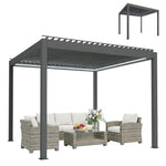 3x3m Electric Louvered Pergola With Led Lights And Remote