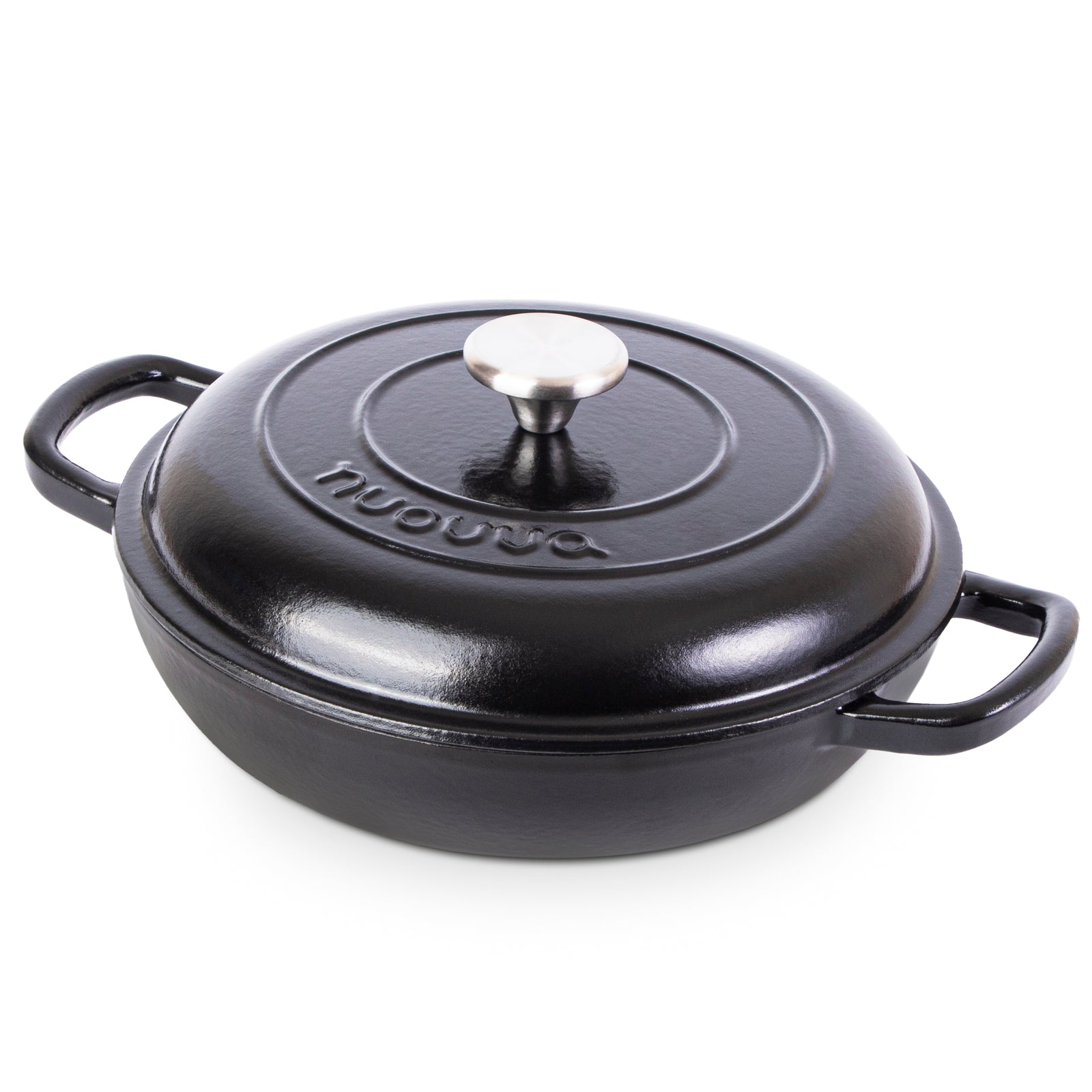 Shallow Cast Iron Casserole With Lid - 2.3-quart (26 Cm) | Black