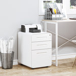 3 Drawer Modern Steel Filing Cabinet With 4 Wheels | One Size | White