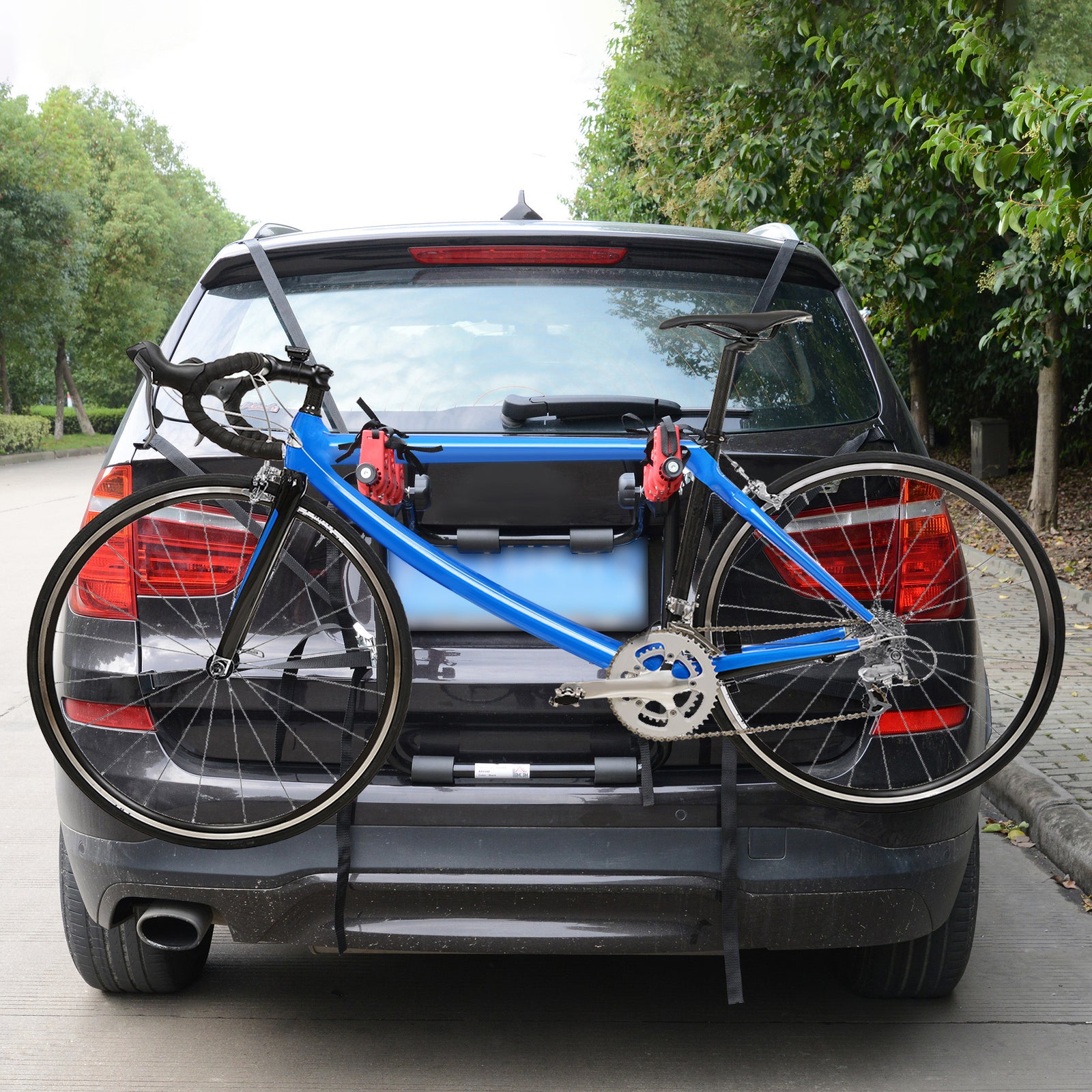 HOMCOM Foldable 3 Bike Rear Hitch Carrier Rack With Straps