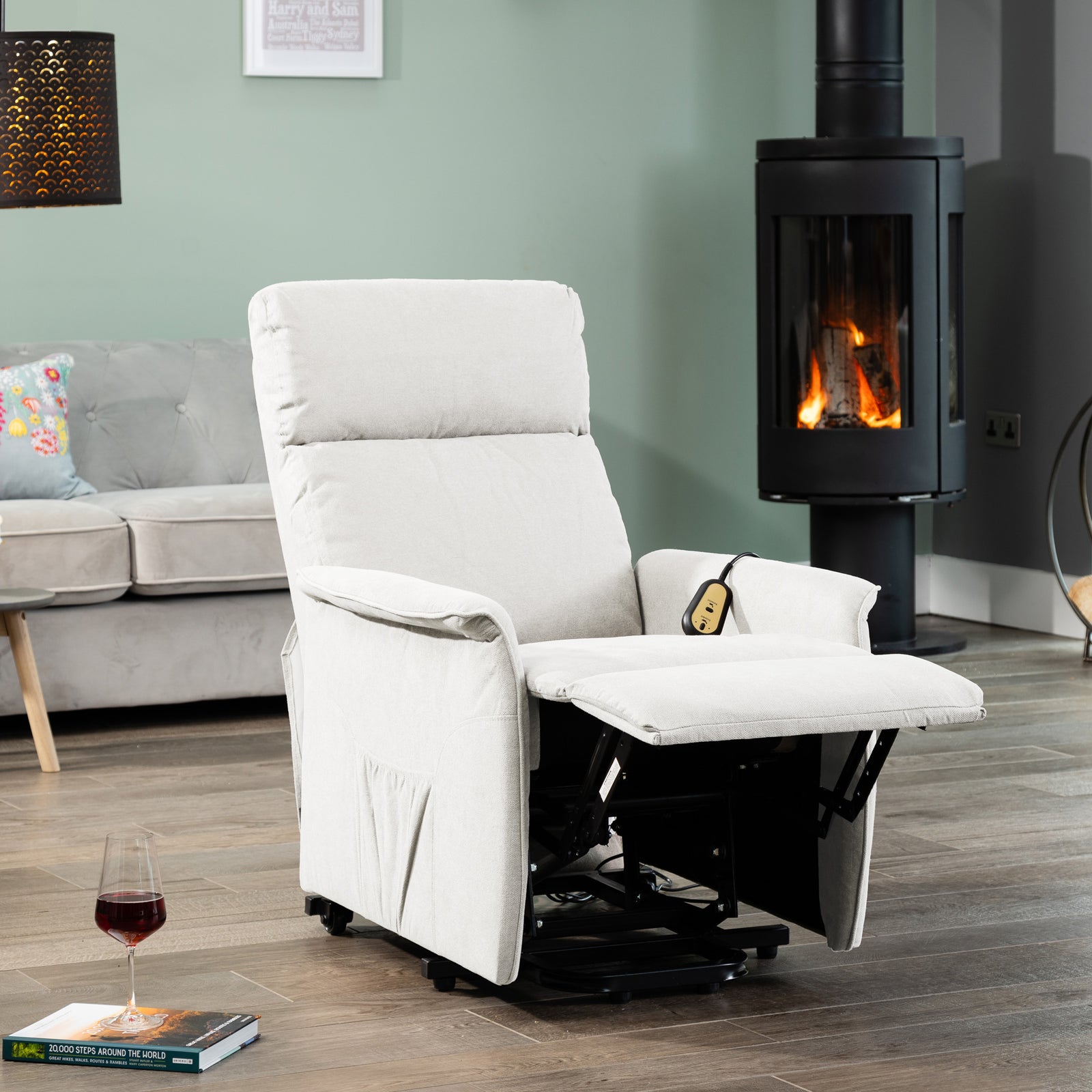 Milan Electric Lift Assist Rise And Recline Chair | Stone