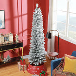 5/6/7ft Artificial Pencil Christmas Tree Realistic Green/White | 7ft | White