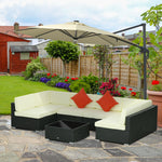 Rattan Garden Furniture Set Coffee Table Buckle Structure | Black
