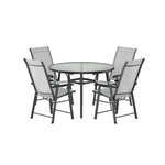 5 Pieces Garden Dining Set Tempered Glass Outdoor Coffee Table And Chairs Set