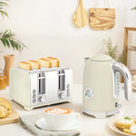 3000w 1.7l Kettle With Retro Thermometer, 4 Slice Toaster Set | Grey