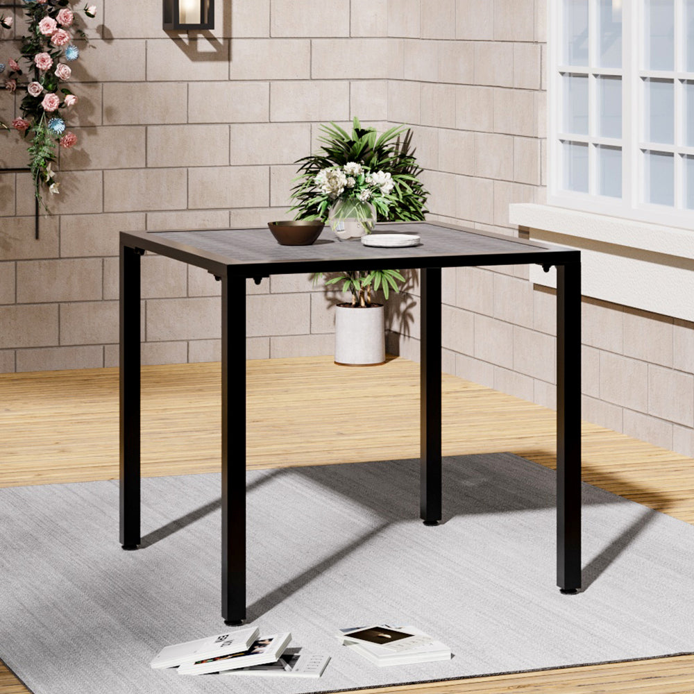 Square Outdoor Dining Table With Parasol Hole Grey - 80cm X 72cm H